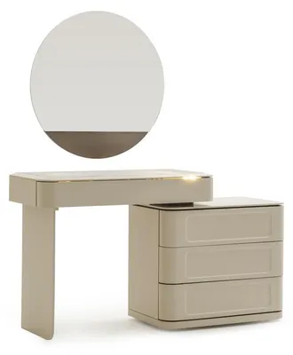 Produktbild von Schminktisch mit Spiegel Kosmetiktisch Frisiertisch Schubladen Beige 2tlg