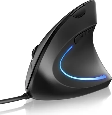 Obrázok produktu pre CSL ergonomická myš drôtová, vertikálna, optická, USB, pre pravákov, 1200-6400 DPI, pogumovaný povrch, 6 tlačidiel, 1,78 m kábel