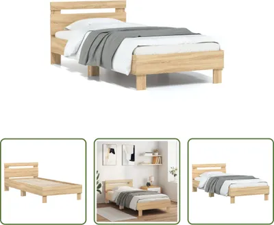 Produktbild von The Living Store Bettgestell mit Kopfteil Sonoma-Eiche 90x190 cm Holzwerkstoff