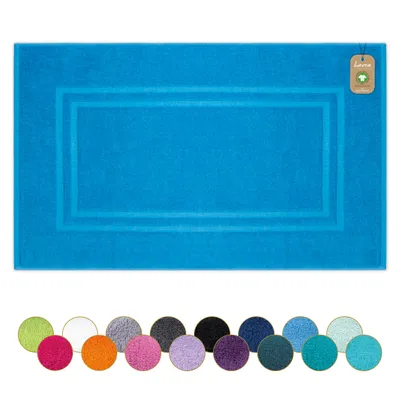 Produktbild von Lavea® Badematte 50x80 cm, Badezimmerteppich 100% Baumwolle, 800 g/m², saugstark, waschbar, Badvorleger, Frottierserie Bali – Himmelblau