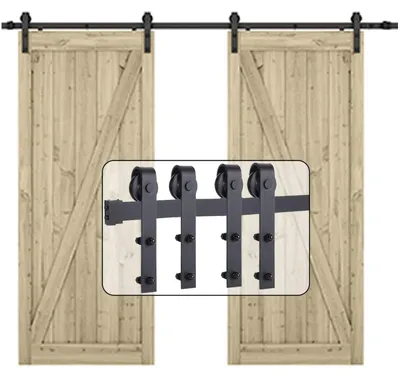 Immagine prodotto di Kit di ferramenta per porte scorrevoli, adatto a porte doppie di 244 cm