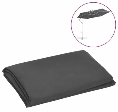 Produktbild von Sonnenschirmbezug Ersatzbezug Bespannung für Sonnenschirme mit UV-Schutz Ersatzstoff Sonnenschutz Gartenschirm Terrasse Balkon Anthrazit 350 cm