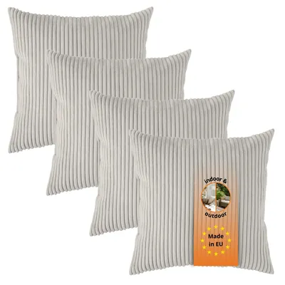 Productafbeelding van Set van 4 Kord-bankkussens, 40 x 40 cm, sierkussens, hoofdkussens, beige, sleepling