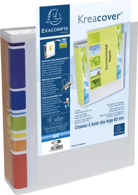 Produktbild von Exacompta 10x Ordner, Rücken 80mm, 2 Außenhüllen, A4, Kreacover, Weiß, 200802H