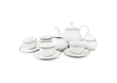 Zdjęcie produktu dla Zestaw do herbaty, czeska porcelana, HyggeLine, szary, Leander, 11 d. Bez monogramu
