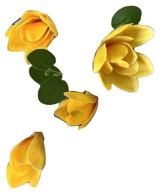Produktbild von Künstliche Blumen, Seidenmaterial, Ideal für Feiern, GELB, 3 Stück-b