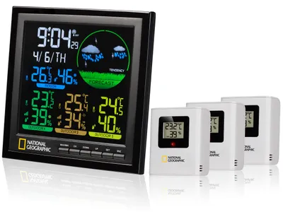 Produktbild von National Geographic VA Wetterstation Funk mit 3 Außensensoren, schwarz