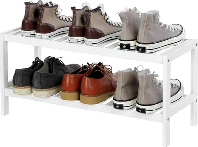 Produktbild von SONGMICS Schuhregal mit 2 Ebenen | für 6 paar Schuhe | 70 x 26 x 33 cm | Schuhablage aus Bambus | Schuh-Organizer weiß LBS02WT