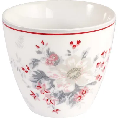 Produktbild von Greengate Latte Cup ABELLA Weiß mit BLUMEN Kaffeebecher 300 ml