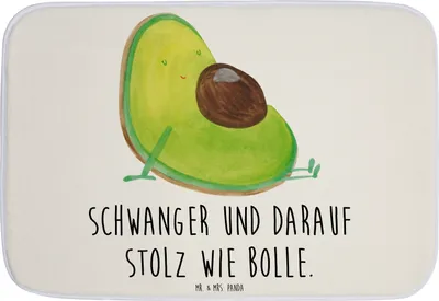 Produktbild von Mr. & Mrs. Panda Badvorleger Avocado Schwangerschaft - Weiß - Geschenk, Badezimmerteppich, Schwanger, Große Liebe, Badematte, Badläufer, Wunder, Badezimmer Matte