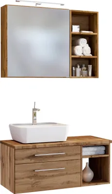 Produktbild von Held Möbel Waschtisch-Set Davos 90 cm -E- (links) Wotaneiche/Wotaneiche