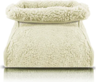 Produktbild von Fußwärmer Lammfloroptik flauschig (Creme) Fußsack Universalgröße Wärmeschuh Zehenwärmer in Einheitsgröße - Kuscheliger Wärmer für kalte Füße