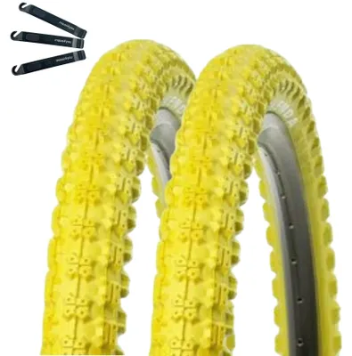 Immagine prodotto di 2 pneumatici per bicicletta Kenda K-51, modello BMX, 20 x 2,25 (58-406), colore giallo, inclusi leva pneumatici