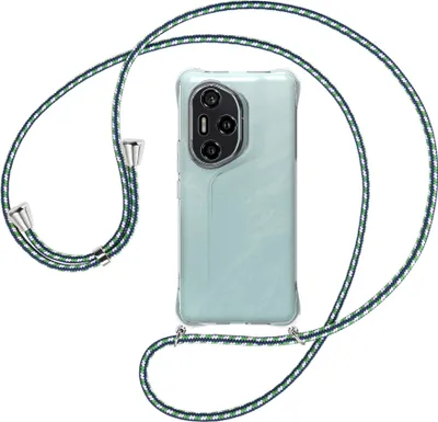 Produktbild von Handykette Backcover-Schutzhülle mit Band (Metall silberfarben) für Honor 300 Pro 5G - grün/blau/weiß