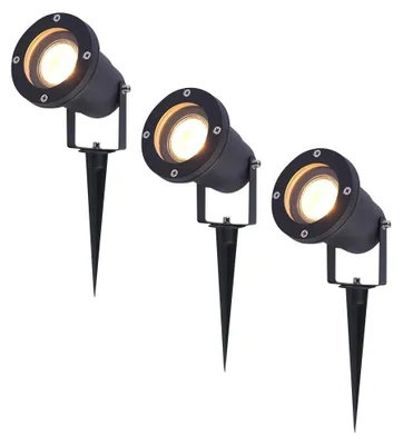 Produktbild von hoftronic LED Gartenstrahler 4W 345lm 2700K IP65 Schwarz 3er Set