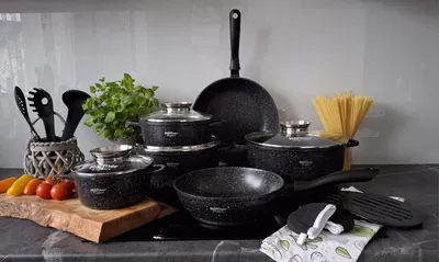 Image de Hoffner Ensemble de Casseroles Marbre Induction Gaz 17 Pièces