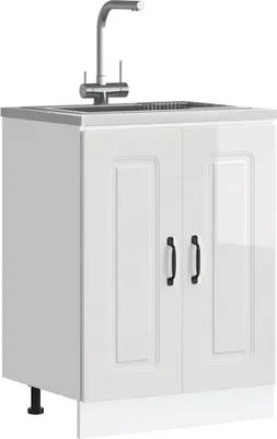 Produktbild von "2026 Promotion" Buffetschrank Küche, SpülenUnterschrank, Kalmar Hochglanz-Weiß 60x46x81,5 cm - Mehrzweckschrank CC31265