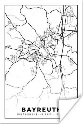 Produktbild von MuchoWow® Poster Karte - Bayreuth - Stadtplan 40x60 cm - Plakate für die Wand - Poster Babyzimmer