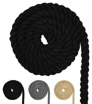 Productafbeelding van Macramé garen katoenen koord - 20 mm - 5 m - Zwart - Voor wandhangers en plantenhangers
