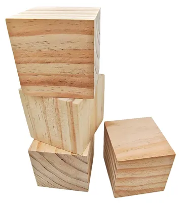 Obrázek produktu pro Dřevěné kostky, 9 cm, 4 kusy. Nespracované dřevěné hranoly