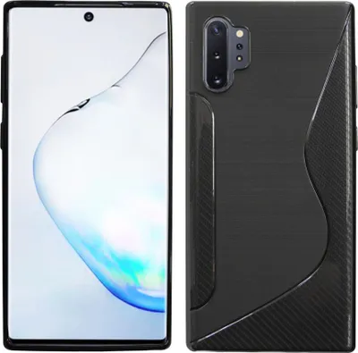 Produktbild von cofi1453® S-Line Hülle Bumper kompatibel mit Samsung Galaxy Note 10 Plus (N975F) Silikonhülle Stoßfest Handyhülle TPU Case Cover Schwarz