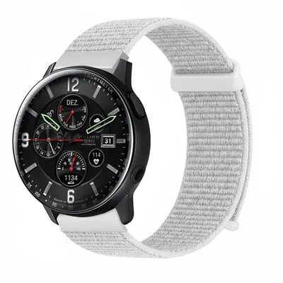 Produktbild von Smartwatch Armband für Samsung Galaxy Watch Active2 40mm Nylon Textil Band Ersatzband Wechselband Klettverschluss flexibel atmungsaktiv Weiß