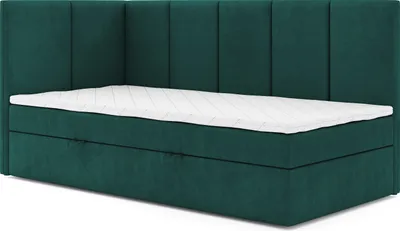 Produktbild von MR GROUP Boxspringbett DENIS MAX 100x200 links Kinderbett Jugendbett Einzelbetten Bett mit Stauraum Polsterbett Matratze Topper H3 Schlafzimmer grün