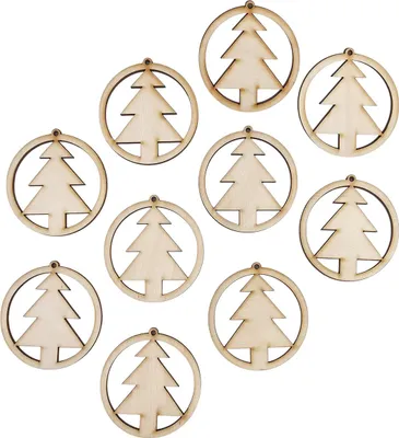 Zdjęcie produktu dla Drewniana ozdoba zawieszka bombka 6 cm Decor - z choinką - 10szt