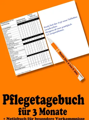 Produktbild von Pflegetagebuch für 3 Monate - inkl. Notizbuch