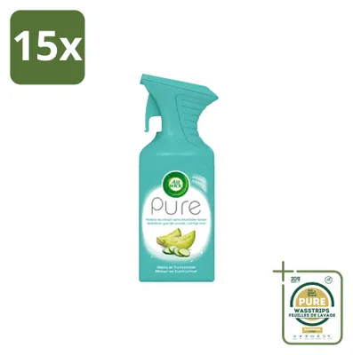 Imagen del producto de 15 aerosoles de ambientador Air Wick Pure, aroma melón y pepino, 250 ml, pack ahorro, 15 unidades