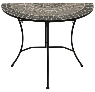 Produktbild von Wandtisch Balkontisch 90x45cm halbrund Eisen + Tischplatte Mosaik grau
