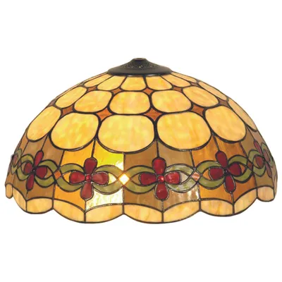 Immagine prodotto di Clayre & Eef Paralume Tiffany Ø 50 cm Beige Fiori di vetro rosso