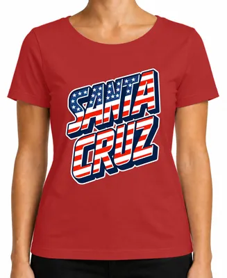 Produktbild von Santa Cruz USA Flagge Kalifornien Skater Surfer Retro Amerika Cali Damen T-Shirt, Rot, L