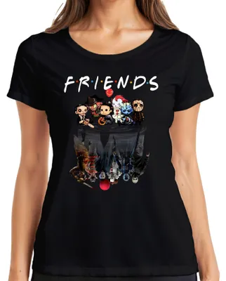 Produktbild von FRIENDS Horror Ikonen Pennywise Michael Jason Freddy Pinhead Damen T-Shirt, Schwarz, XL
