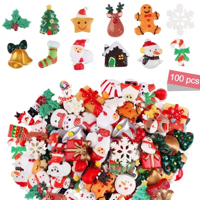Immagine prodotto di 100 piccoli ornamenti natalizi in resina per decorazioni fai-da-te