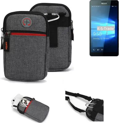Produktbild von K-S-Trade Holster Gürtel Tasche kompatibel mit Microsoft Lumia 950 XL Dual SIM Handy Tasche Schutz Hülle grau Zusatzfächer 1x