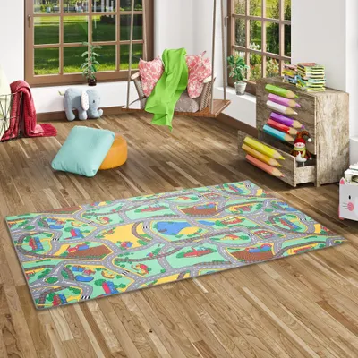 Produktbild von Kinder Spiel Straßenteppich Grün, Größe:400x500 cm