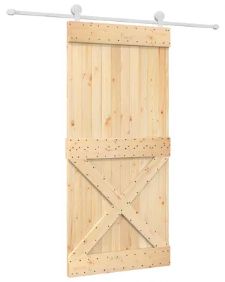 Productafbeelding van vidaXL Schuifdeur, natuurlijke kleur en wit, 95 x 210 cm, massief dennenhout