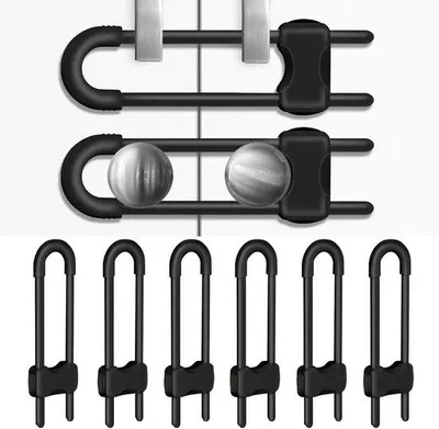 Immagine prodotto di Cassettine di sicurezza per neonati, cassettine per bambini con chiusure a U, chiusure di sicurezza per cassettine, cassettine per bambini con chiusura di sicurezza regolabile (nero, 6 pezzi)
