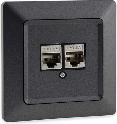 Produktbild von ChiliTec 23046 MILOS Netzwerk-Dose 2x CAT6 inkl. Rahmen, UP, Anthrazit