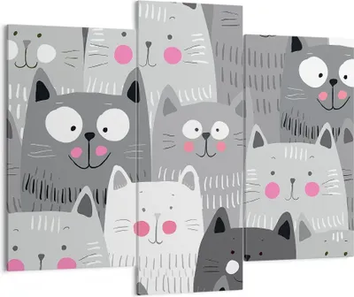 Produktbild von Bild auf Leinwand - Leinwandbild - Kittys Tiere Illustration - 130x100cm - Wand Bild - Wanddeko - Leinwanddruck - Bilder - Kunstdruck - Wanddekoration - Leinwand bilder - Wandkunst - CB130x100-2890