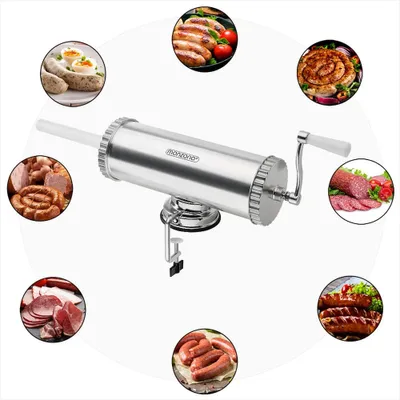 Produktbild von MONZANA® Wurstfüller Aluminium mit Tischklemme 3 Füllrohre Wurstfüllmaschine Manuell 2,5 kg Füllmenge Wurstpresse Silber