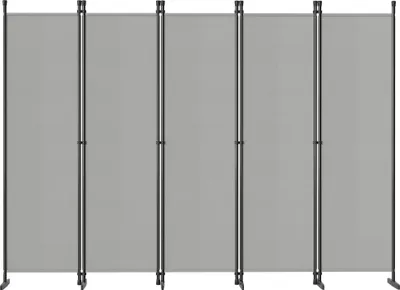 Image de Paravent UISEBRT à 5 panneaux, petit format 250 x 180 cm, gris clair, pliable, opaque, stable, pour séparer les pièces du salon, du bureau ou du jardin