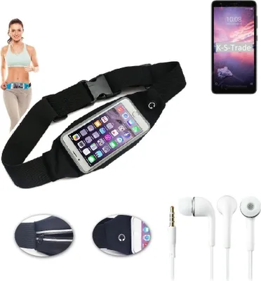 Produktbild von K-S-Trade Bauchtasche Gürteltasche kompatibel mit ZTE Blade A3 Joy schwarz + Kopfhörer. Sport Running Jogging Fitness Laufen Umhängetasche Exercise