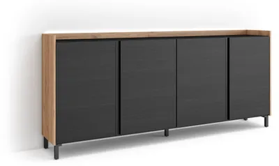 Immagine prodotto di Credenza effetto legno nero e rovere 207x35x91cm con gambe