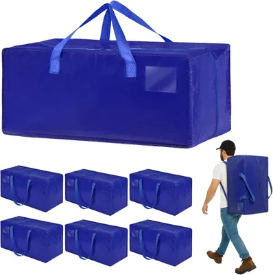 Productafbeelding van Extra grote verhuiszakken - Set van 6 - Verhuisdozen met rugzakriemen - Ritssluiting en sterke handgrepen - Kleding