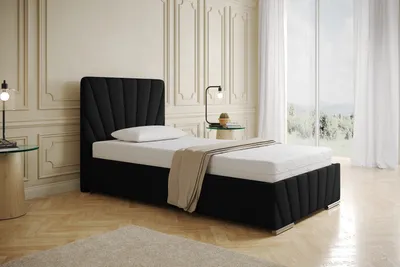 Produktbild von Polsterbett RAY - Komfortbett mit Stauraum, Einzelbett, Schwarz, 100x200cm, Bonellfederkernmatratze, H3