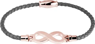 Produktbild von Akzent Geflochtenes Armband aus Echtleder und Edelstahl in Grau mit IP Roségold-Beschichtung