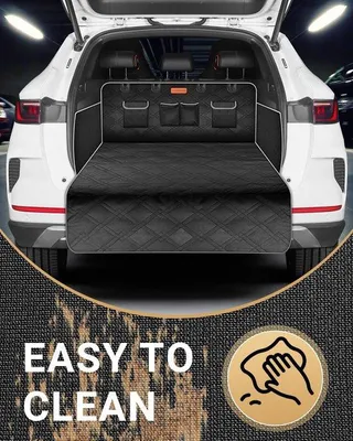 Image de Couverture universelle pour coffre de voiture pour chiens, housse de coffre, tapis de coffre, housse pour chien avec protection pour le plancher et les côtés, imperméable et antidérapante, noir + gris