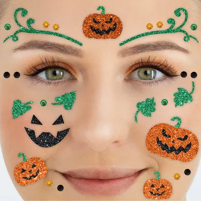 Produktbild von Glitter Face Tattoo Kürbis Festival Karneval Halloween Punk Folk Gesicht Schminke